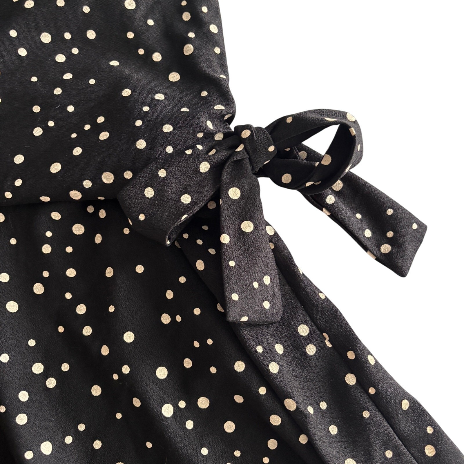 Vtg 80s California Looks Dress Size 16 Black White Polka Dot Layered Shift Retro