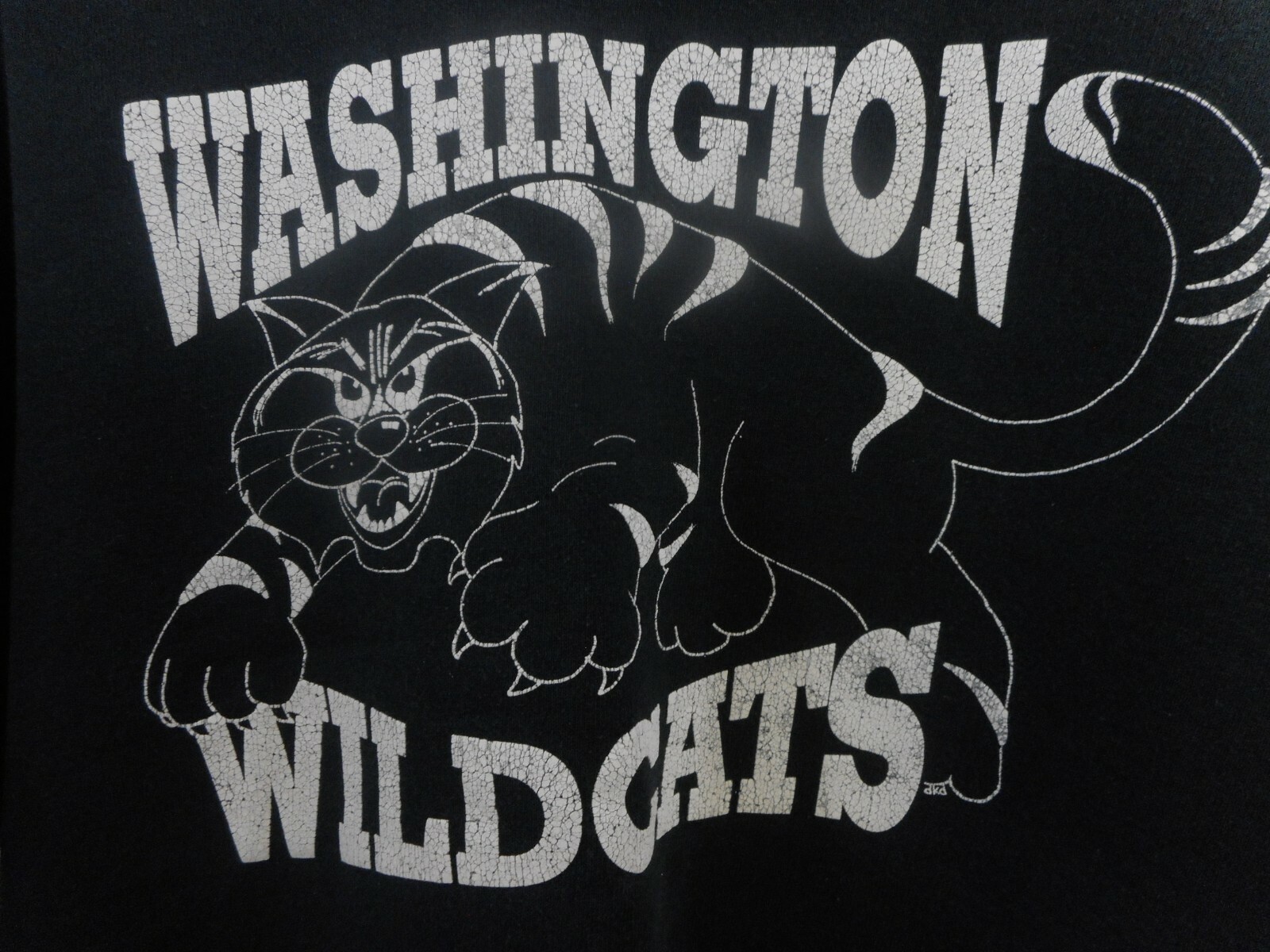Vintage Jerzees Sweatshirt Washington Wildcats Cat Black Old School chest 42″
