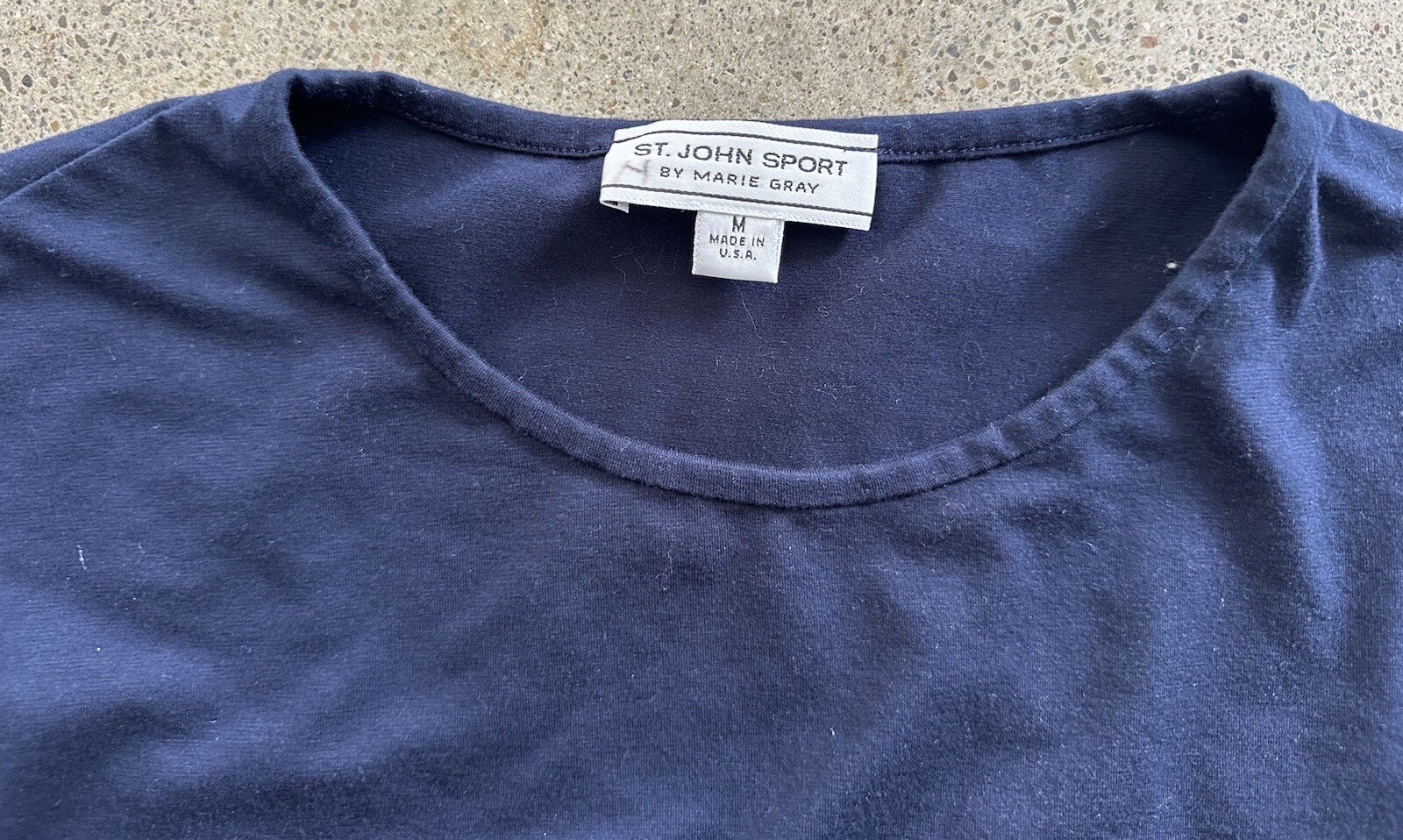 Vintage St. John Sport by Marie Gray Solid Navy Blue Top Size M Made in USA
