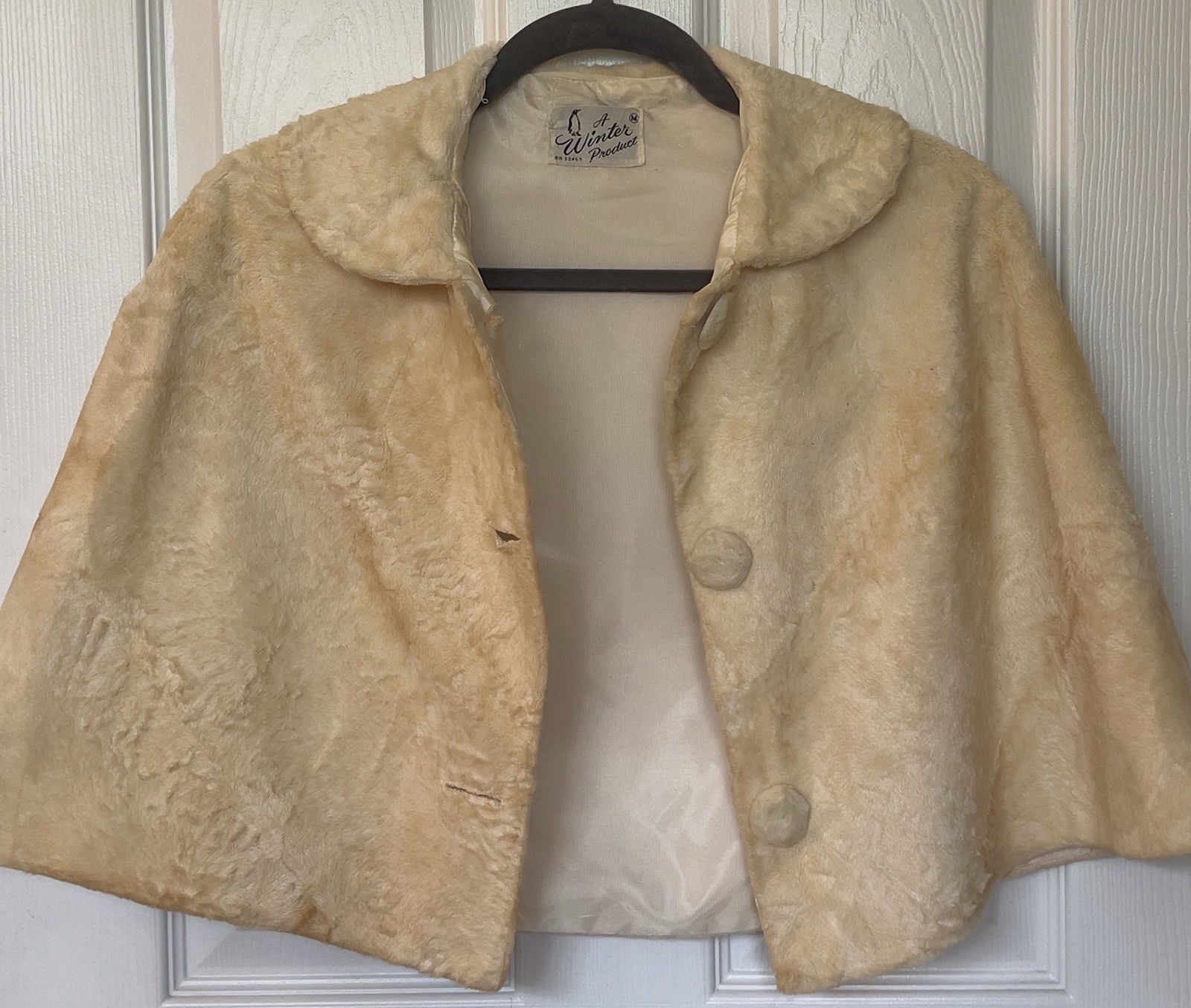 Vtg Mid-Century Fashion by „A Winter Product” Faux Fur Capelet Cape Sz M RARE