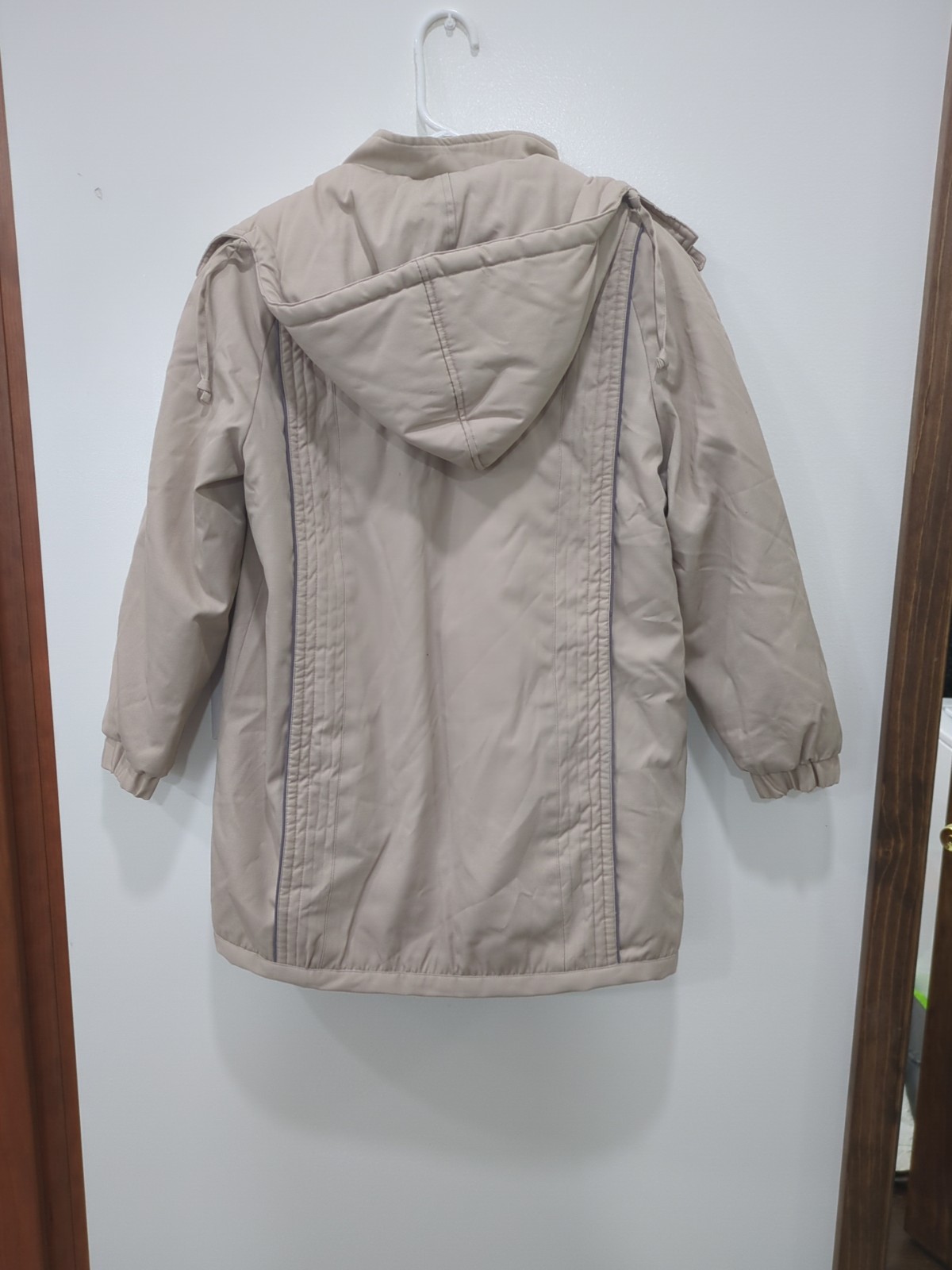 Mod Maid Sm Tan Chore Coat Jacket Retro Vintage Detachable Hood Rn45533 Faux Fur