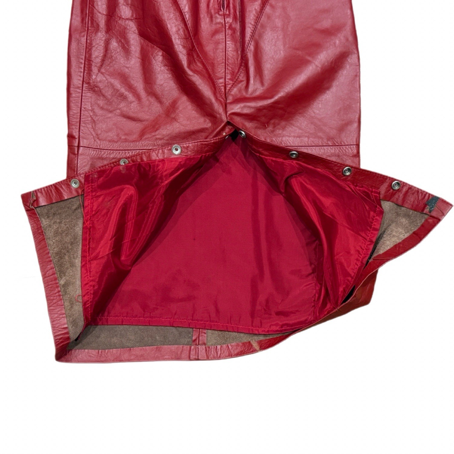 Vintage 1980s G-III Leather Fashions Red Leather Midi Skirt USA Made