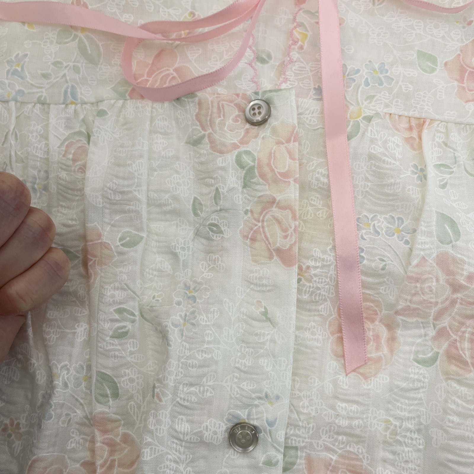 VTG Wolverine White & Pink Floral Nightgown & Housecoat Robe Poly Blend Set Med