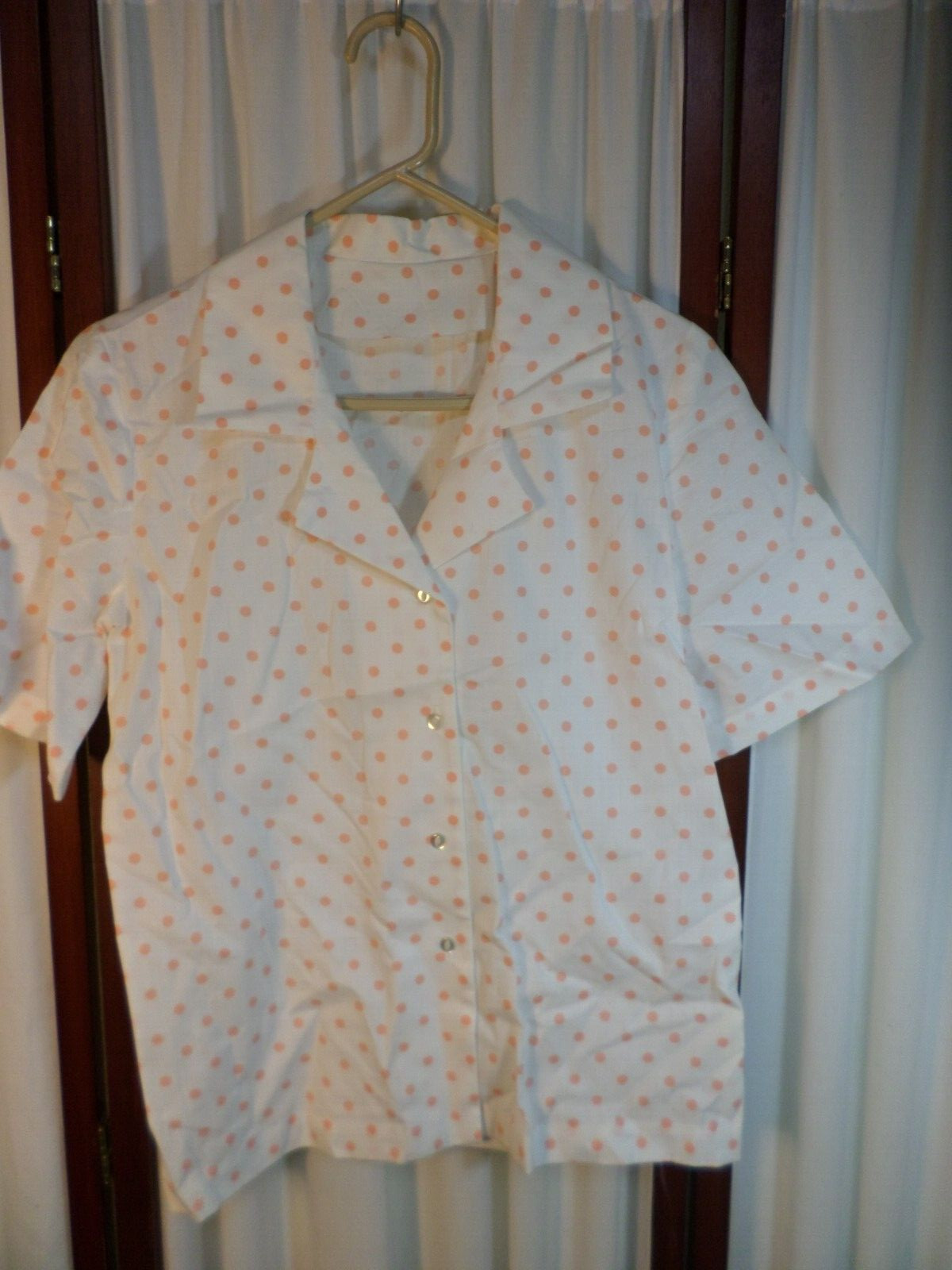 Vintage Handmade Pink Polka Dot Short Sleeved Button Front Blouse