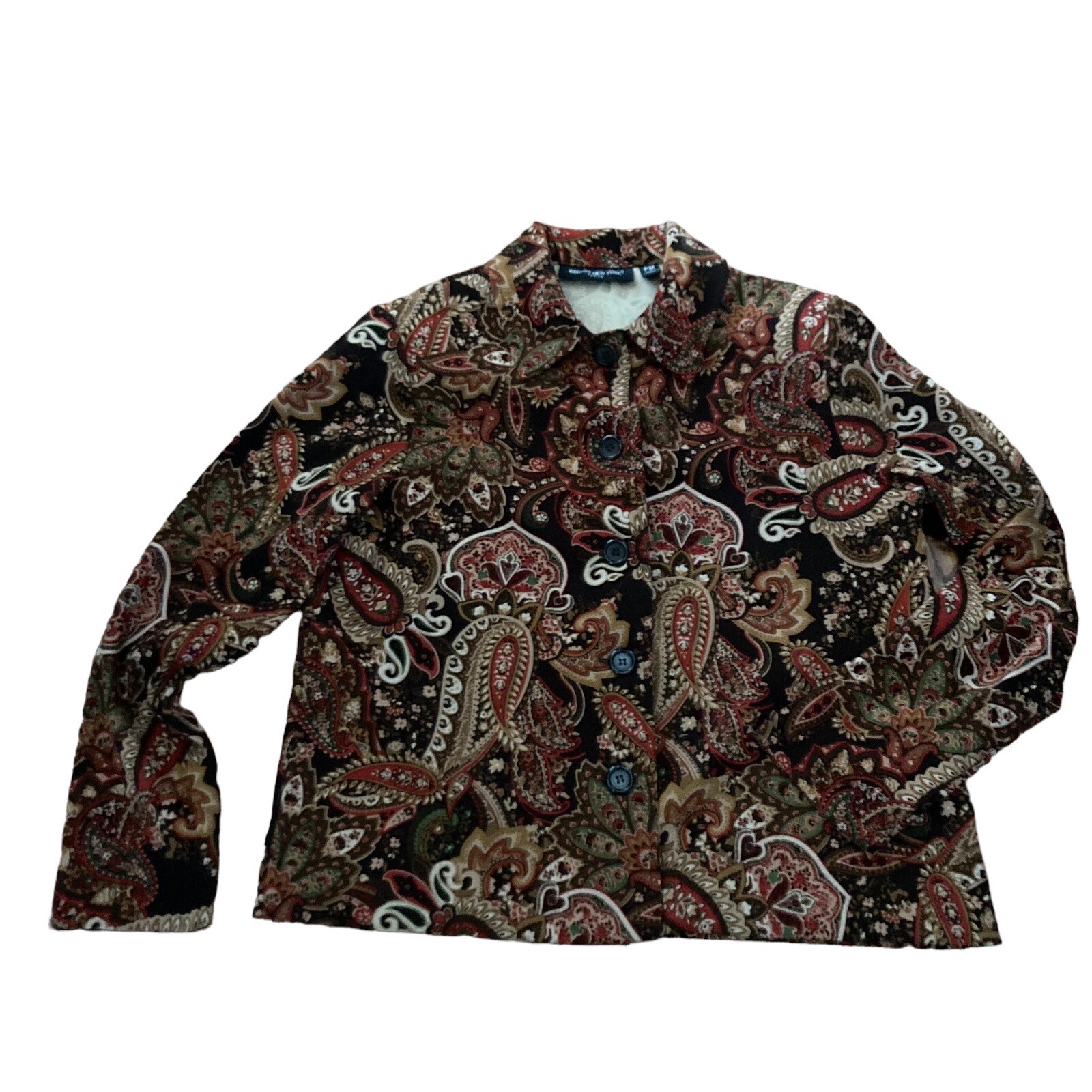 Vintage BRIGGS New York Cropped Button Up Jacket Sz PM Shoulder Pads Grannycore