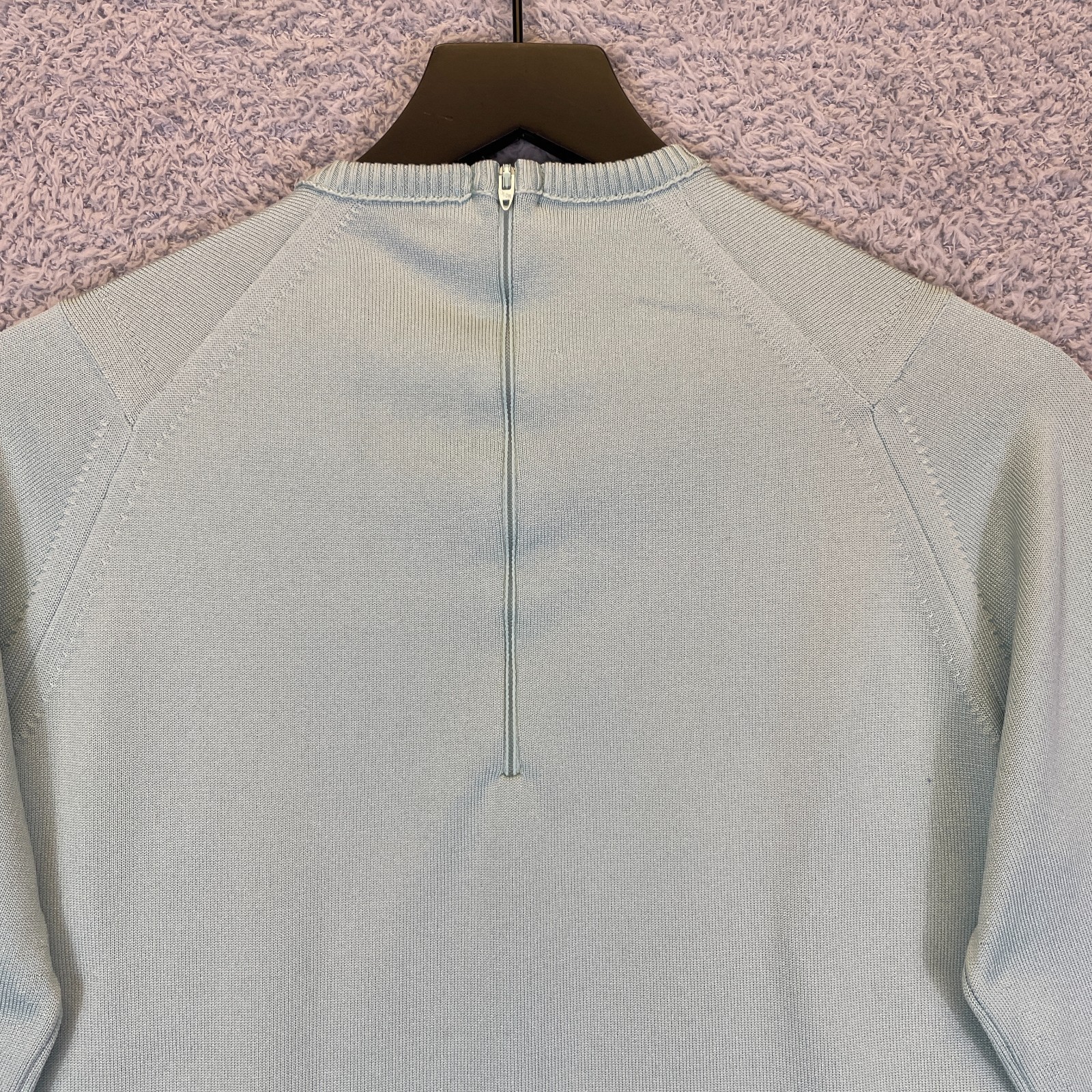 Vintage 1970s Givenchy Sport Designer Aqua Striped Sweater Top Size 36 Talon Zip