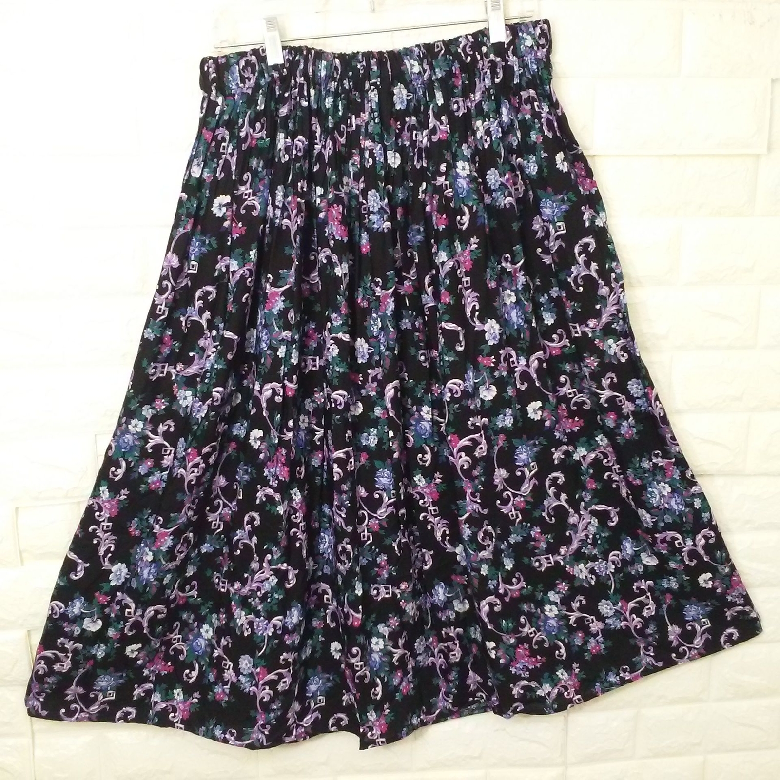 Vintage ’87 Scott McClintock 2-pc Set Victorian Lace Blouse Skirt Dark Floral