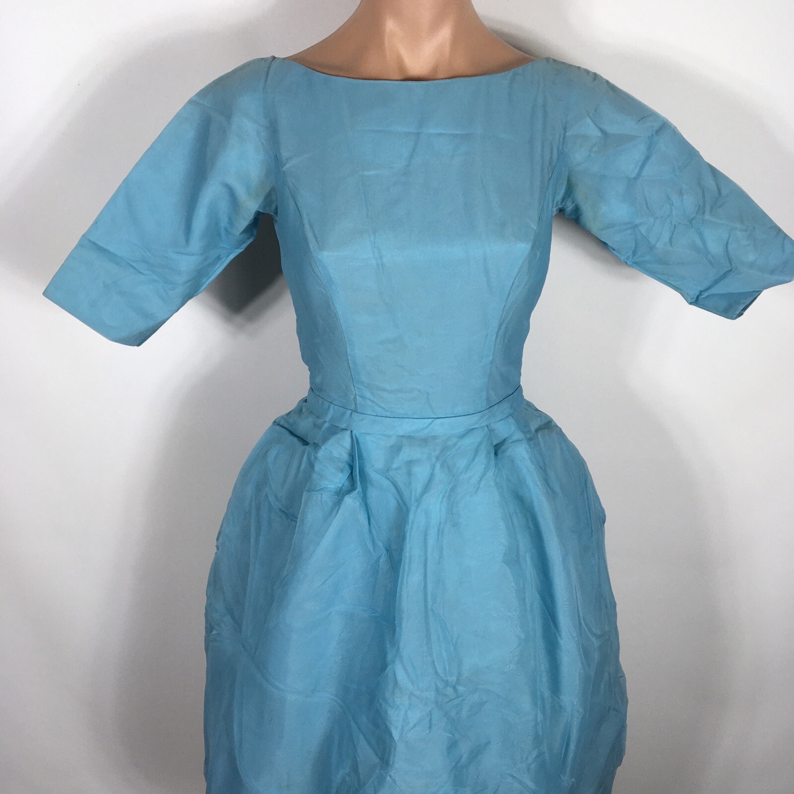 Vtg 50s 60s Dress Lorrie Deb San Francisco Blue Bubble Union MADE Party Puffy