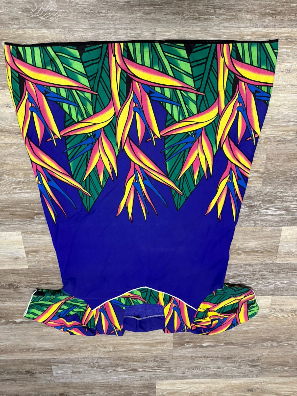 VTG 70s Hawaiian Dress Muumuu Tropical Bird Of Paradise Hand Made M Sz L EUC