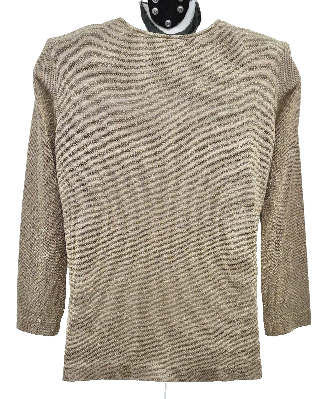 VTG Positive Attitude Women Size 14 Three Button Gold Metallic Dressy Cardigan