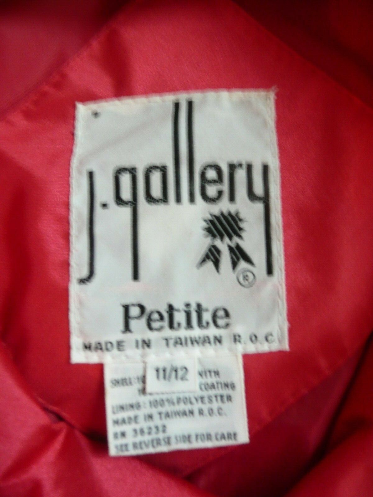 Vintage 1980’s Womens J. Gallery Red Coat Size 11/12 Petite
