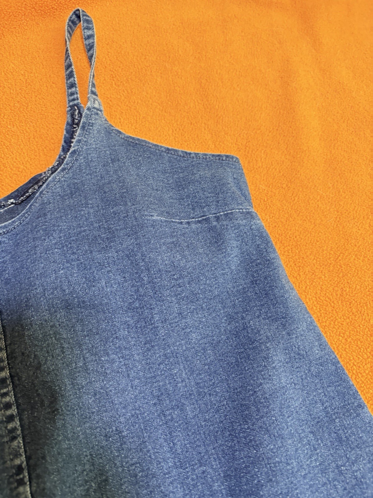 Adorable Vintage Y2K Stretch Denim Spaghetti Strap Shortie Sundresses Med-Lg