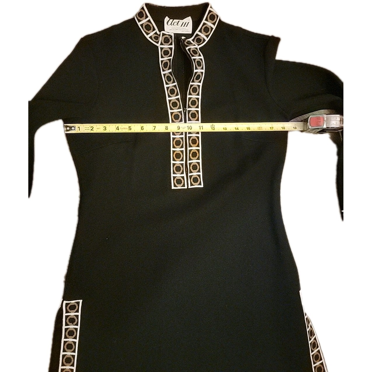 Vintage 60’s MCM Twiggy Gogo Mini Dress Double Side Slit Black Polyester