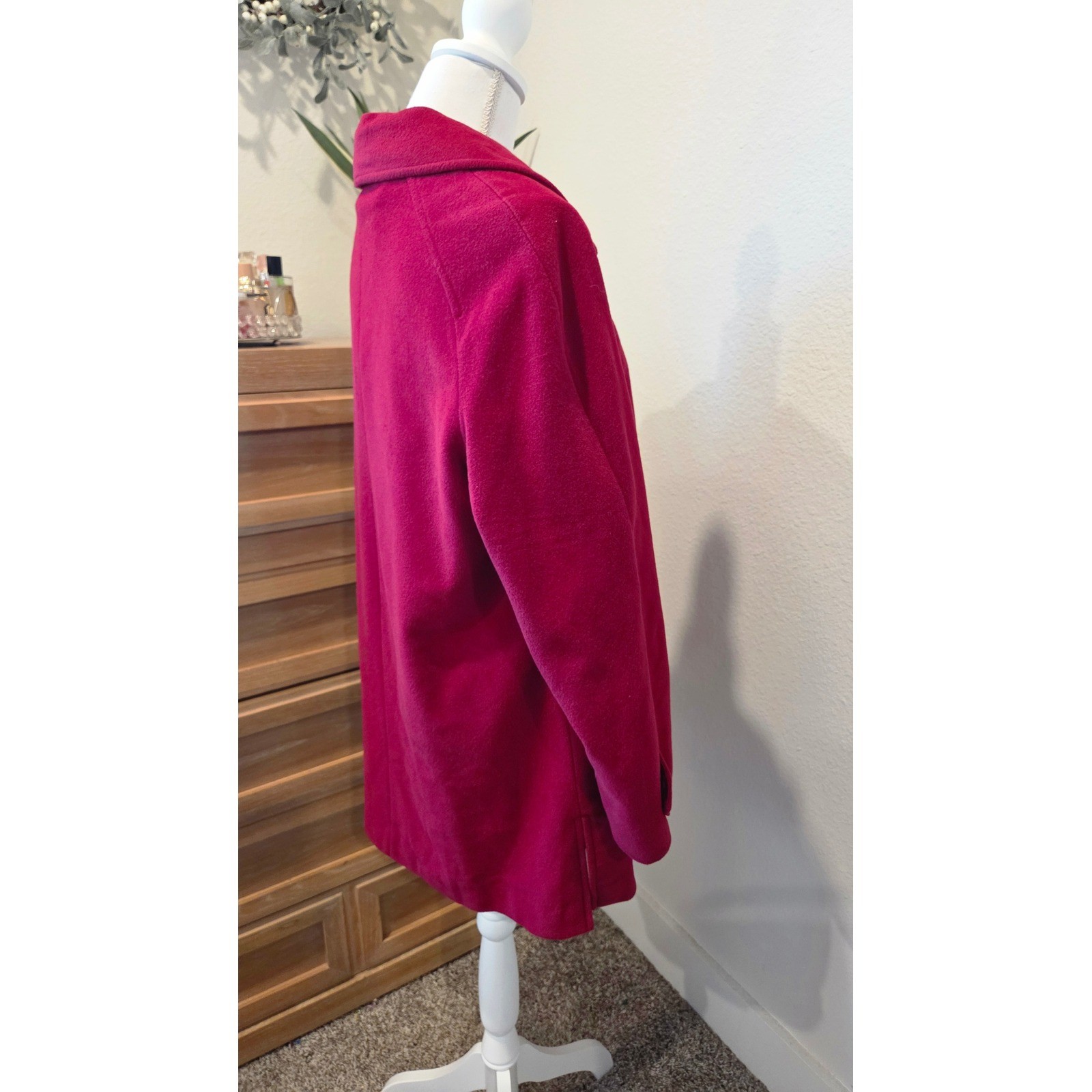 Vintage 1960s Wellington Fashions Kashmiracle Pink Red Button Front Coat ILGWU