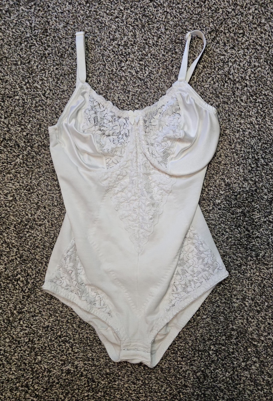 Vintage Sears Lace Shaping Bodysuit White 36C