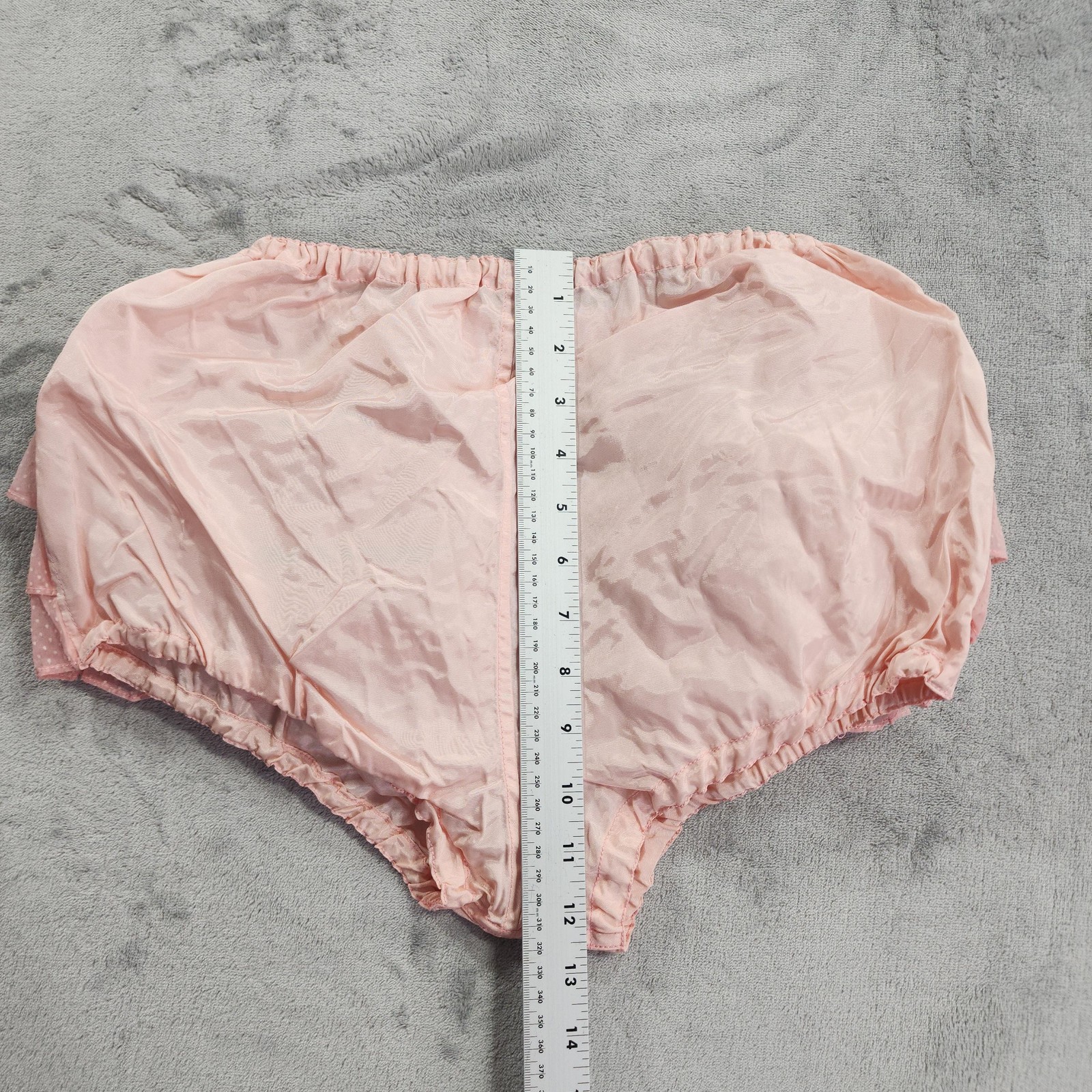Vintage Lingerie Set Women XS Pink Swiss Dot Babydoll Nightie Bow Ruffle Bloomer
