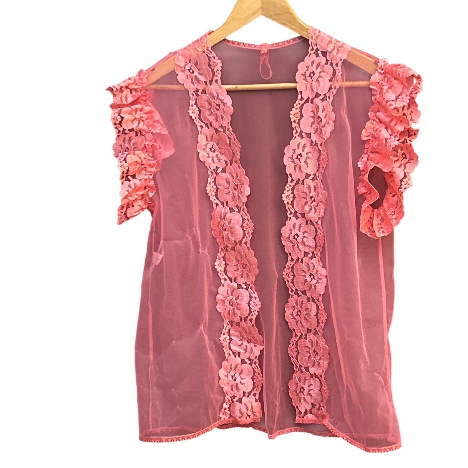 Vintage Alana Gale Intimates Mesh Bed Jacket Coquette Balletcore Pink L