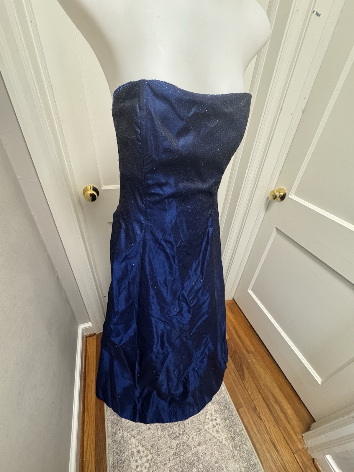 VTG Scott McClintock Blue Sparkle Strapless Gown Dress 12 Midnight Navy Prom