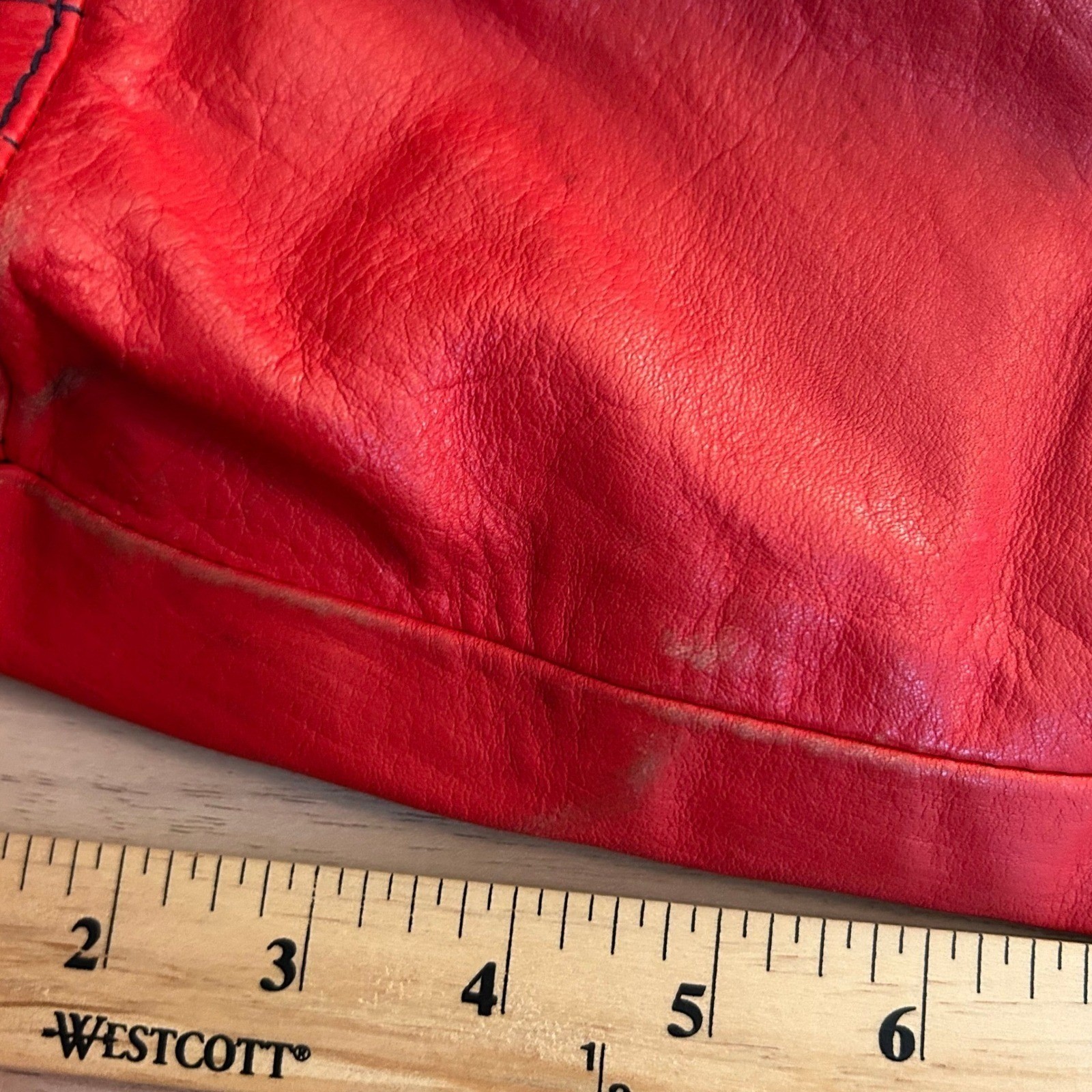 Suburban International Vintage Quilted Moto Leather Jacket Red Small Good