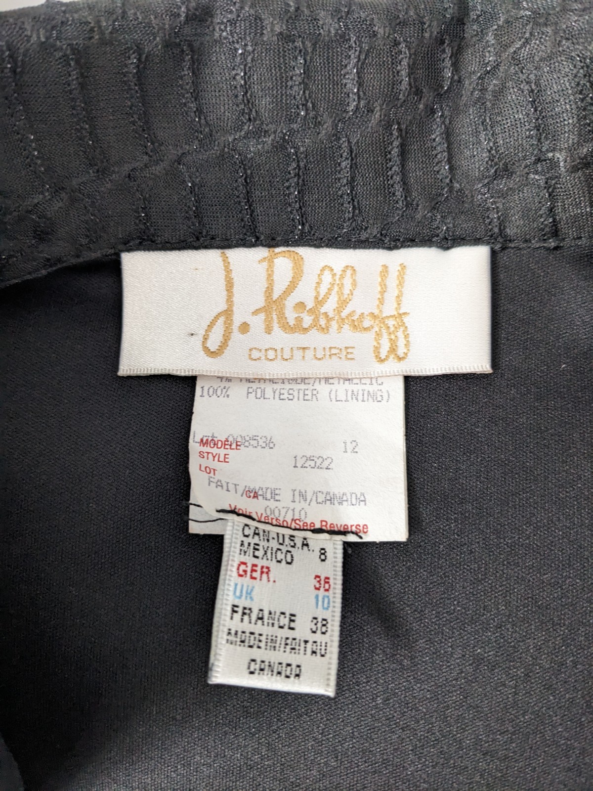 Joseph Ribkoff Couture Vintage Elegant Black Blazer Textured Sheer Arms