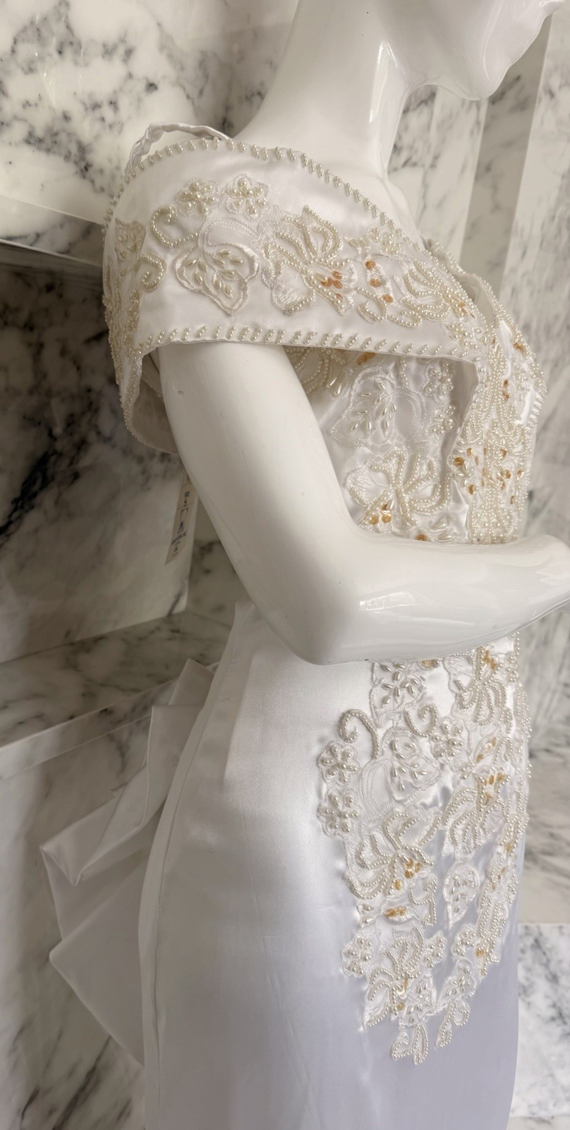 Vintage Jean Phoenix Bridal Wedding Dress Size 8 White Beaded Mermaid Gown NWT