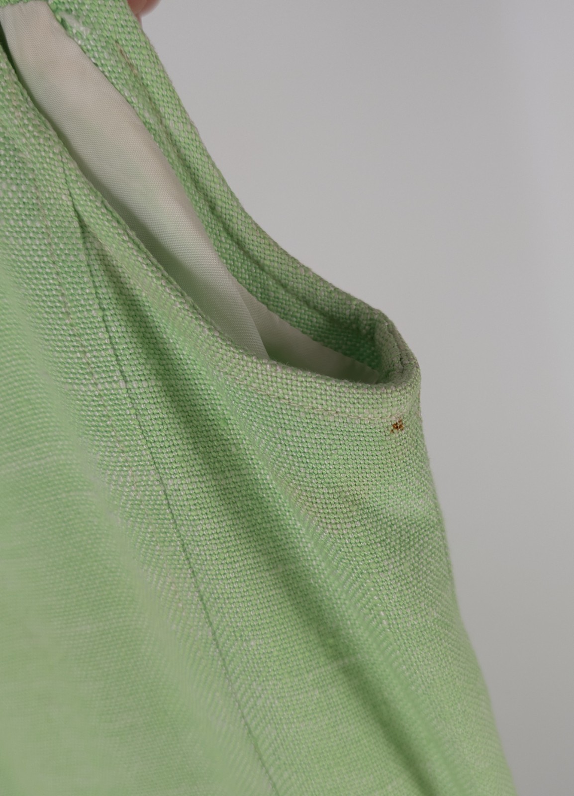 Vintage 1970s Courreges Paris Green Spun Rayon Pinafore Dress France Archival B