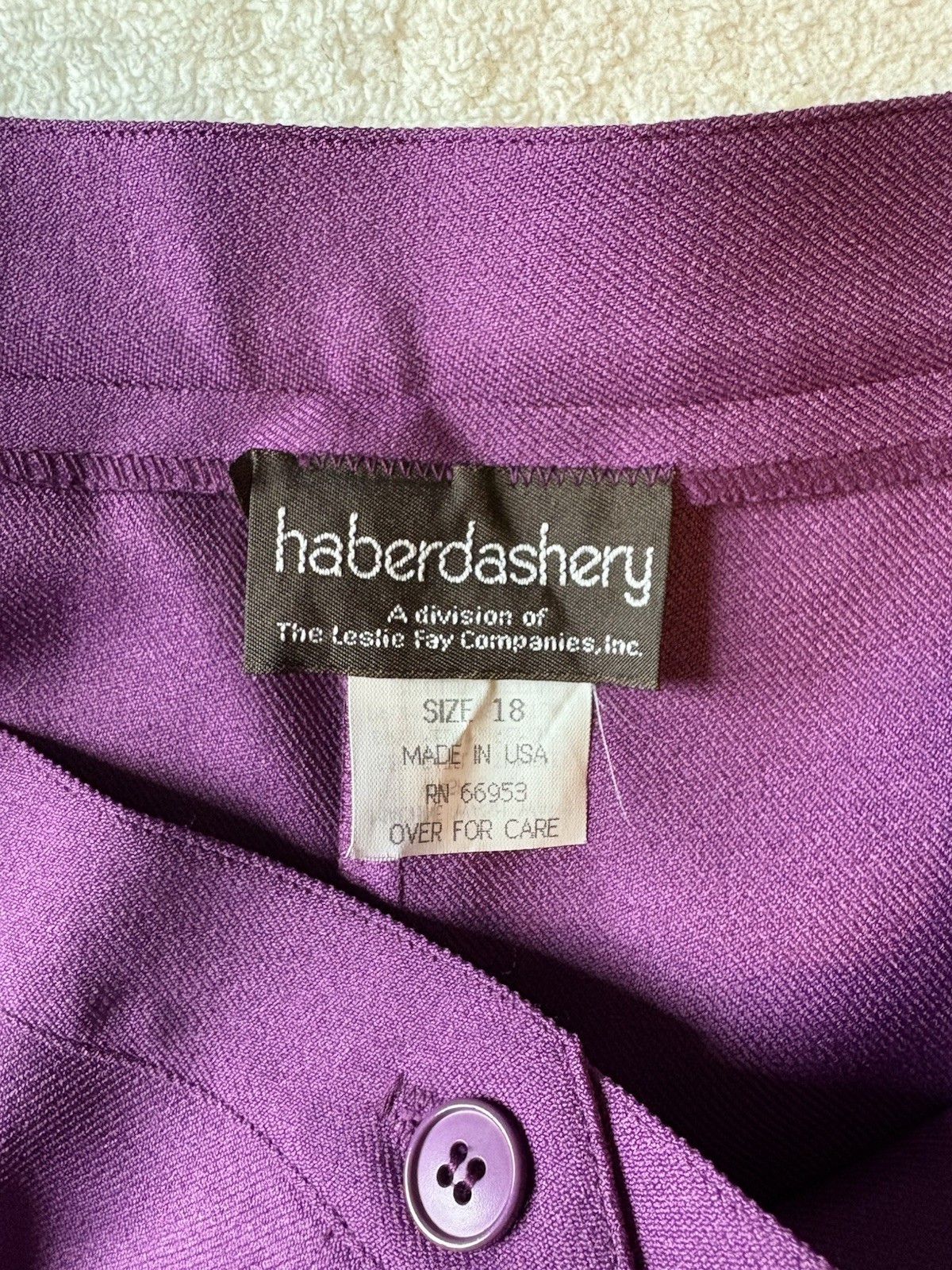 Vintage Haberdashery Plum Color Trousers NWT. Size 18. Made In USA