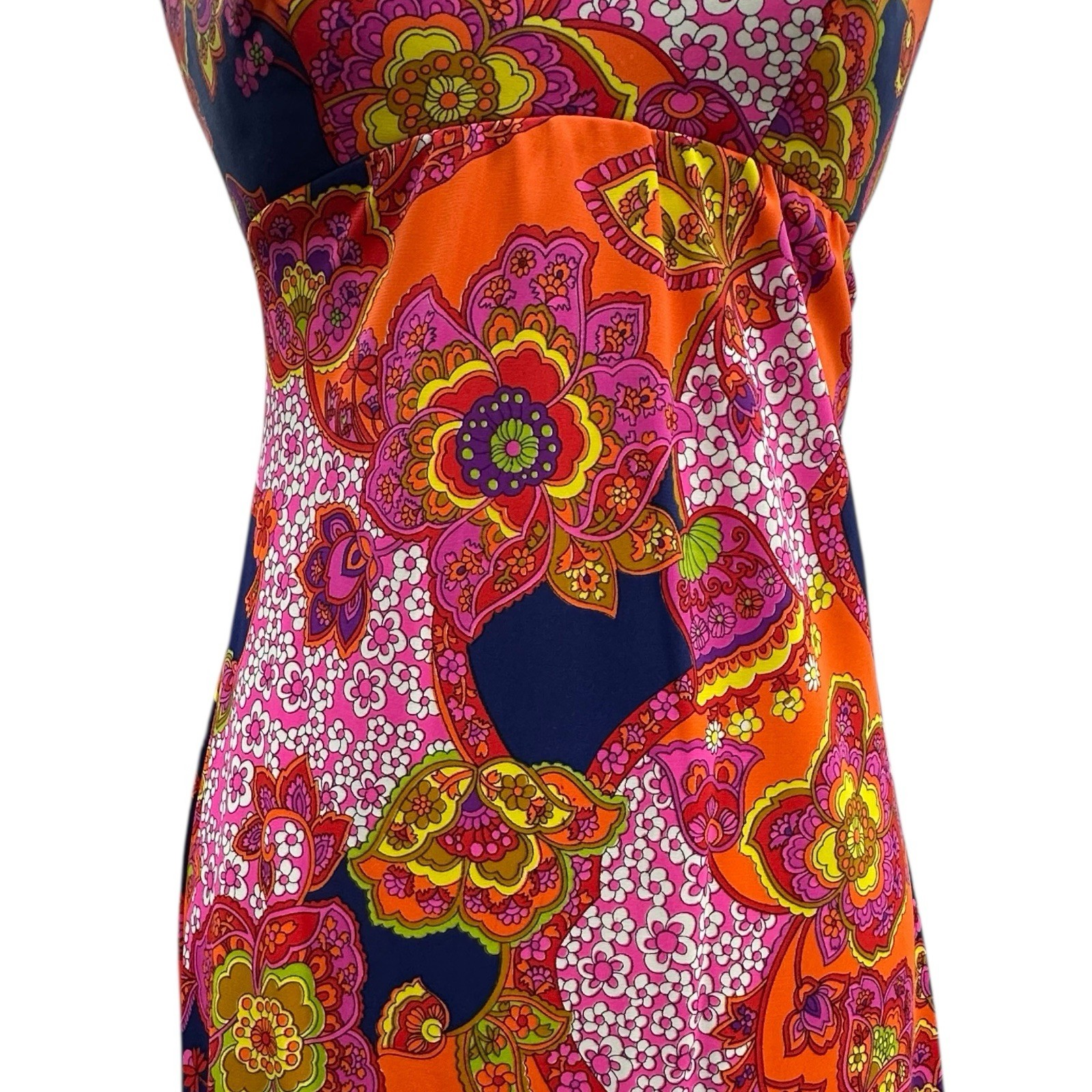 Vintage Catalina 60s Psychedelic Floral Empire Waist Maxi Dress US 4-6 Hong Kong