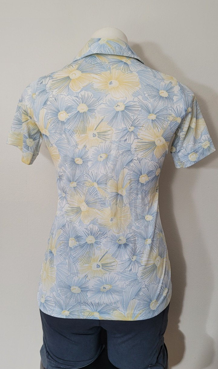 Vintage Womens Button Down Short Sleeve Shirt Top 60s 70s Alfred Dunner 8 Small