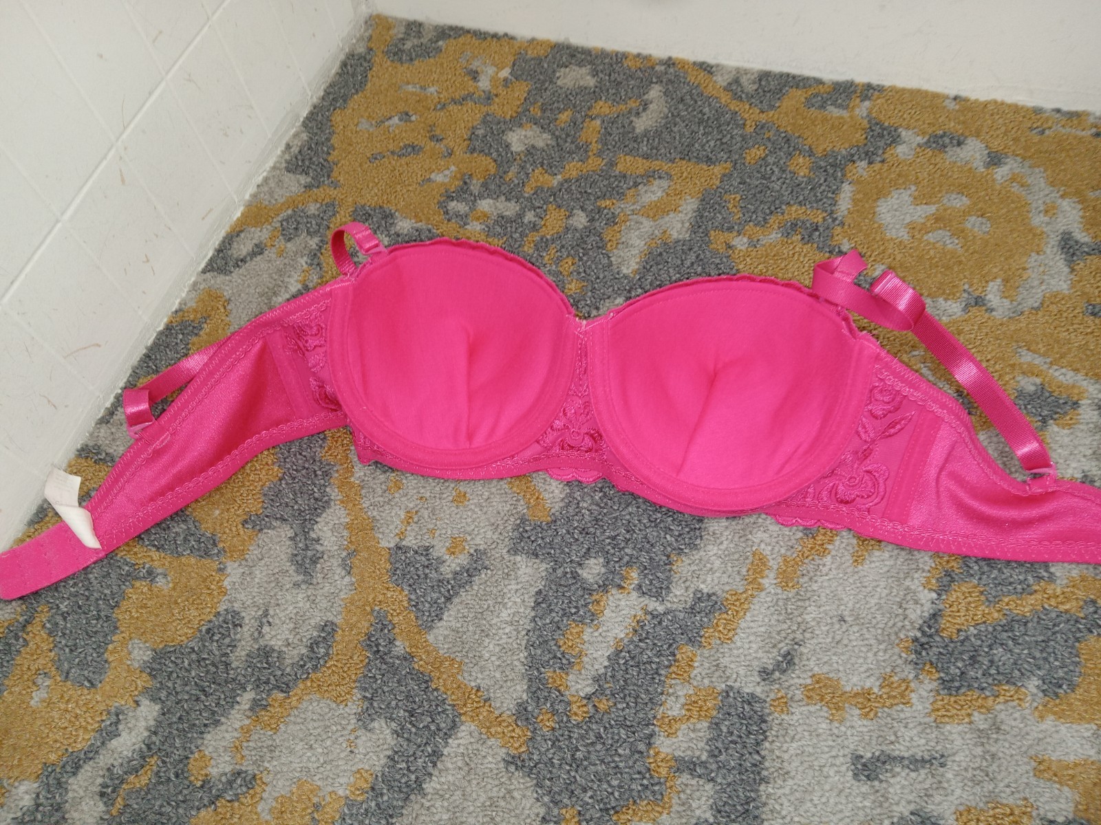 Vtg Maidenform 8879 Customize It Embroidered Strapless Push Up Demi Bra 34C Pink