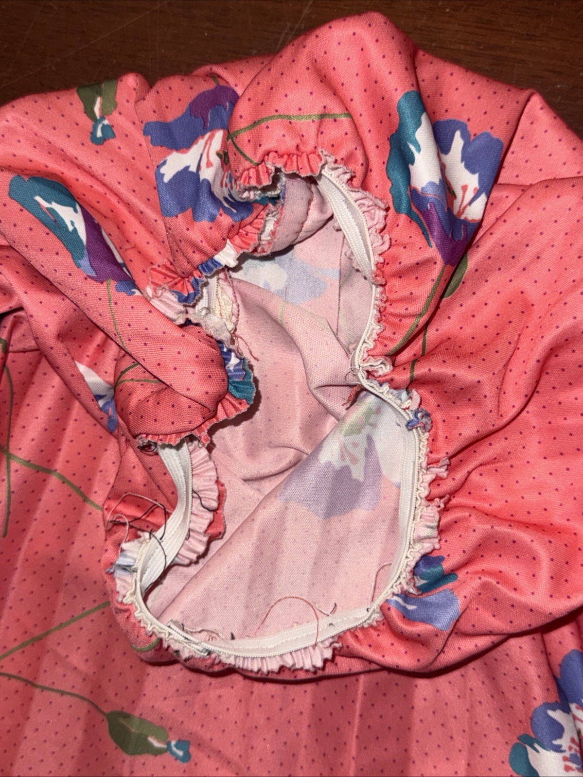 Vintage Handmade 1950s USA Polyester Silk Soft Light Weight Floral AOP Small