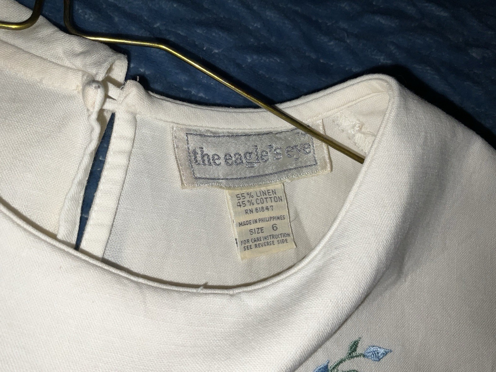 Eagle’s Eye Vintage Shirt With Embroidered Alphabet Collar Teacher Size 6