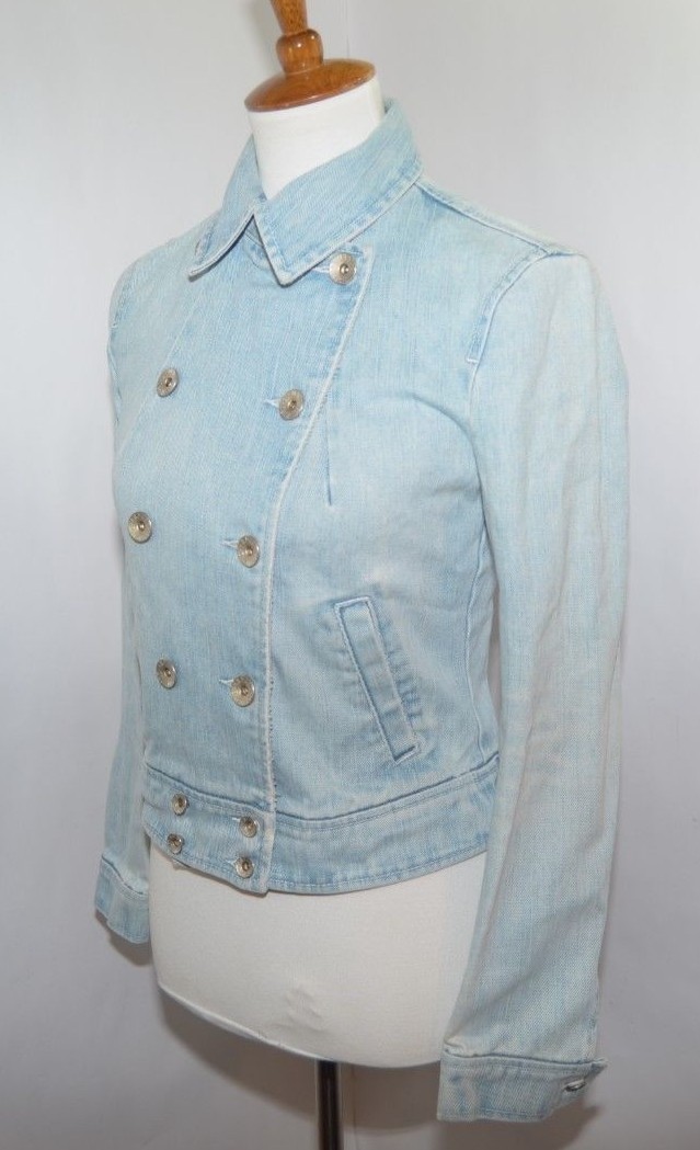 VTG Armani Exchange Stone Washed Button Down Jean Denim Jacket Womens S