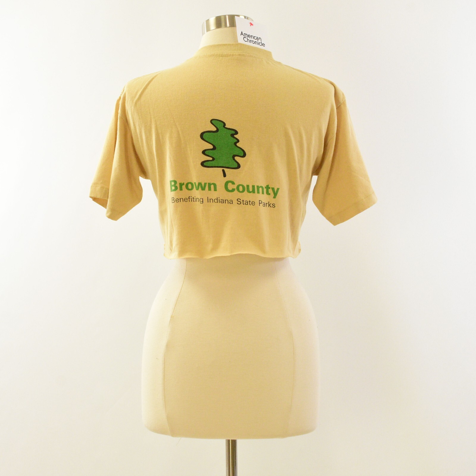 80s Vintage Brown County Race Tee Womens M Cropped Running T Shirt USA Made