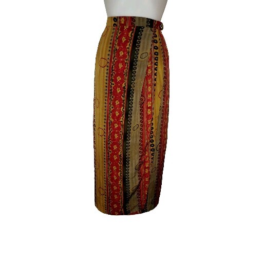Vtg 90s Women Brown Patchwork Wrap Maxi Skirt Sz 18 Western Phoebe Buffay Grunge