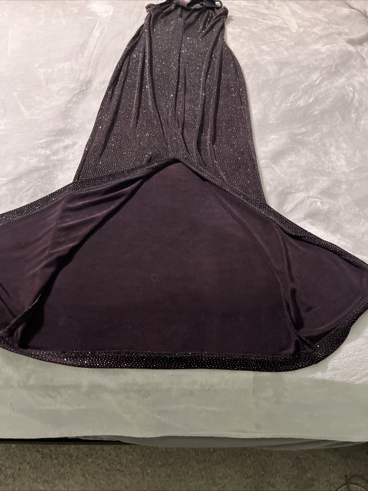 Roberta Vintage Burgundy Maxi Dress Size Medium Slinky Semi Sheer Full Length