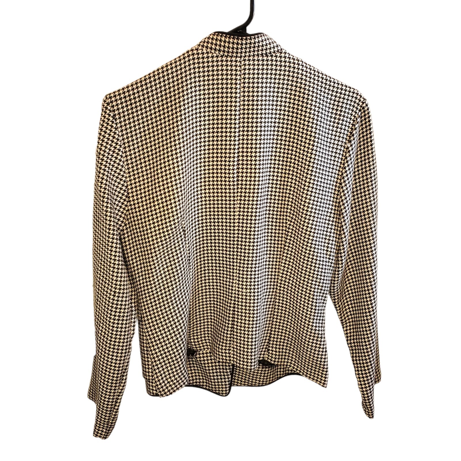 Vintage 90s Black Houndstooth Double Breasted Blazer Classic Unstructured Sz S/M