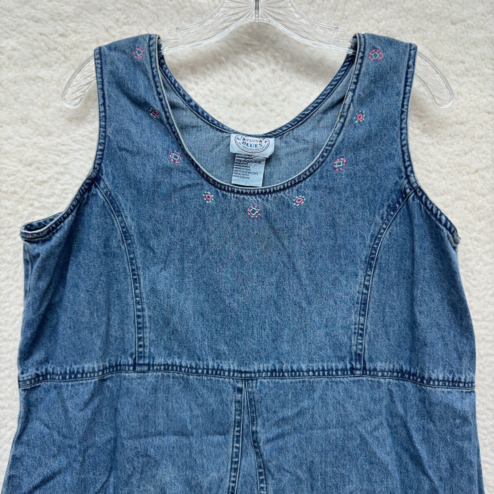Vintage Jumper Maxi Dress XL 14 16 Denim Cottagecore Prairie Grandma Western