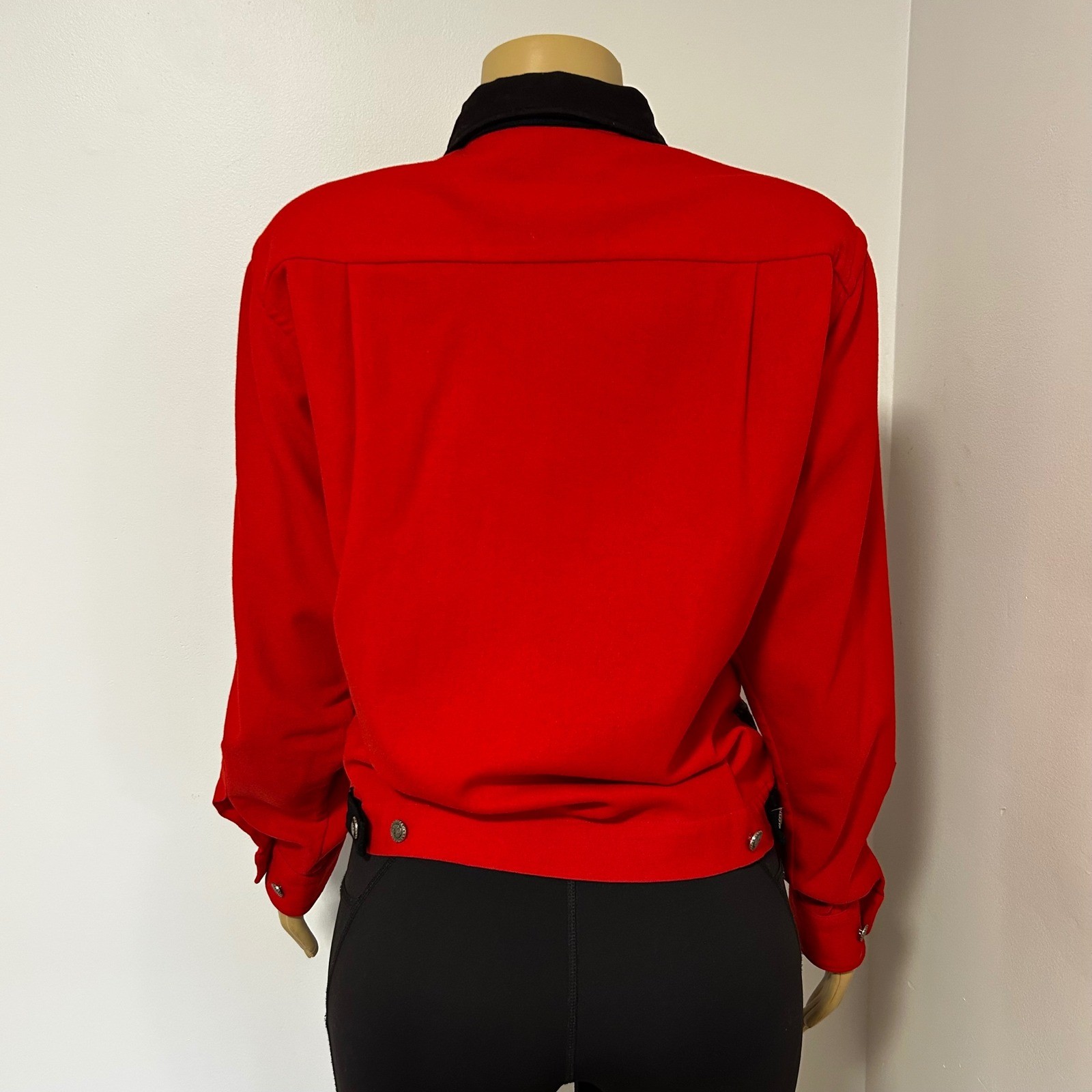 Vintage Puritan Aquawool Red Virgin Wool Button Front Jacket Striped Size M