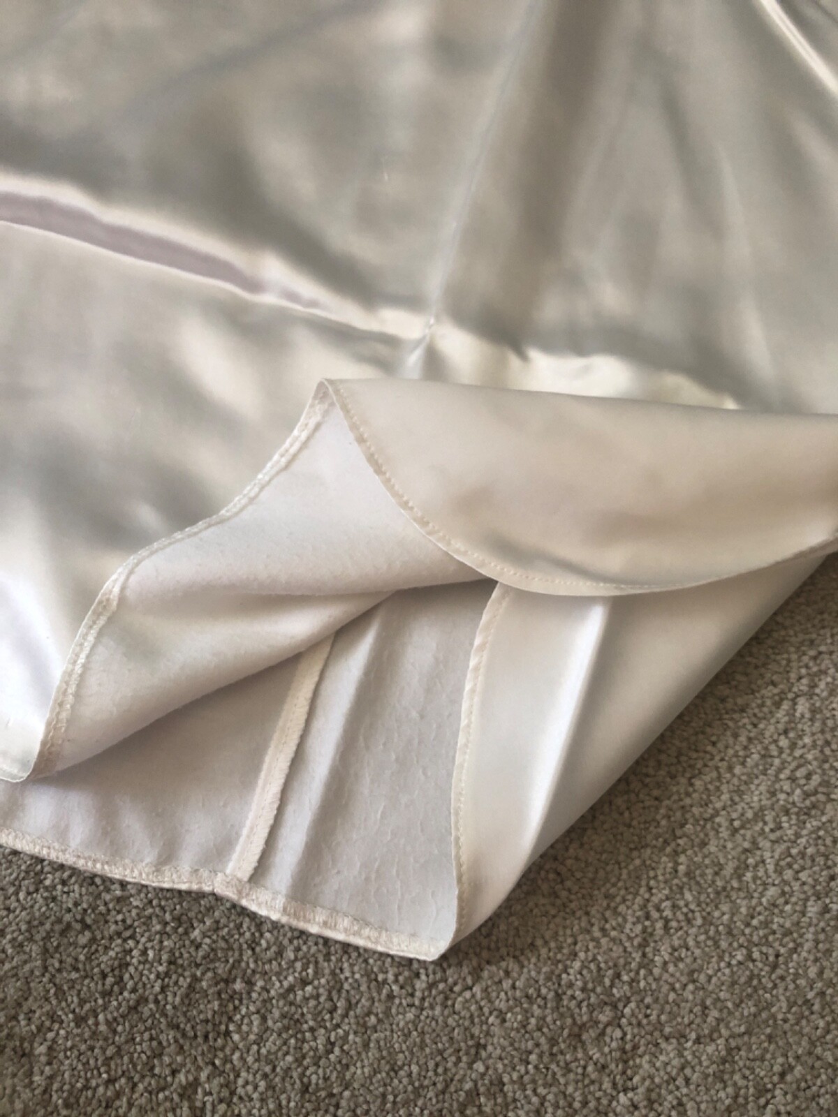 Delicates Vintage Victorian Style Nightgown Gown Satin Warm Lined Ivory Large