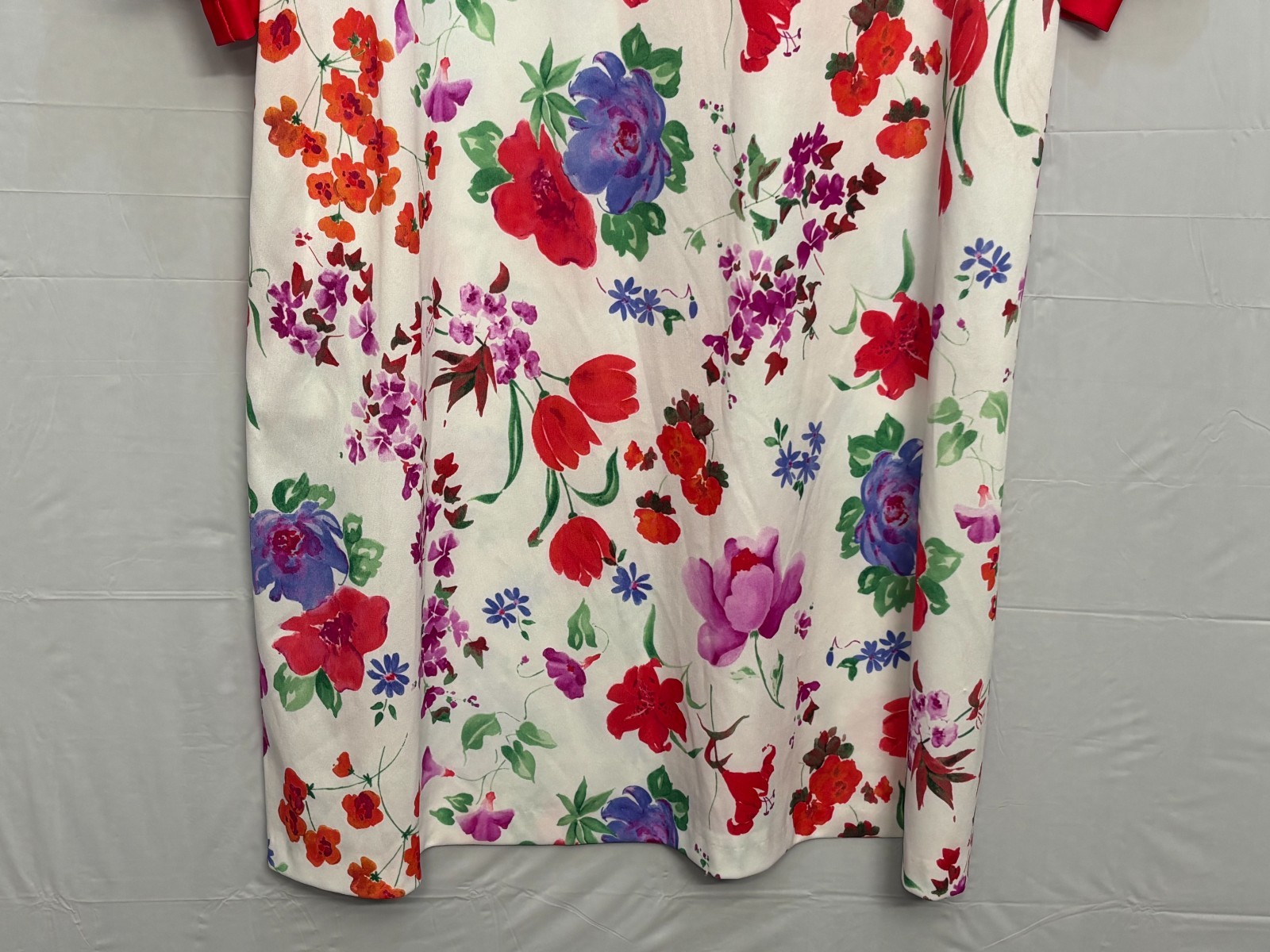 Evelyn Pearson Go-Goat Robe Womens Red White Floral Kimono Sleeve L Vintage 90s