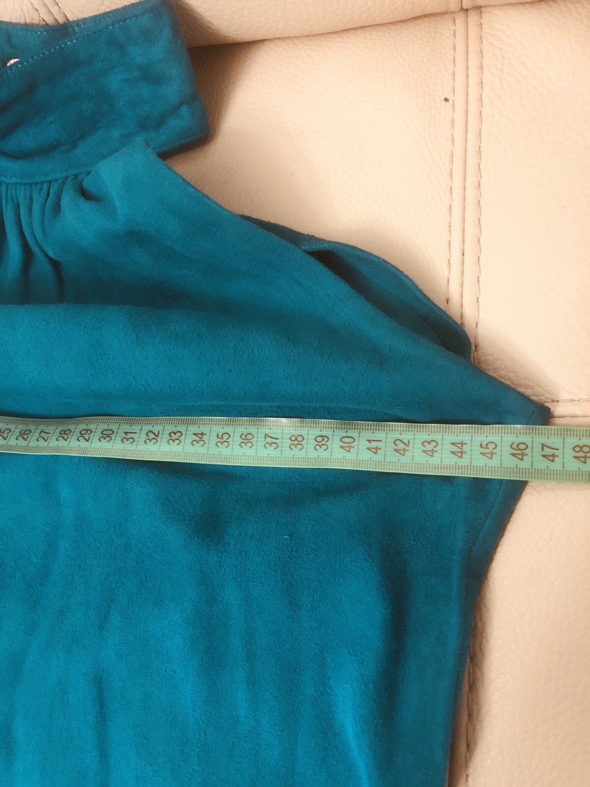 NWOT Firenze Santa Barbara long dress soft genuine suede, emerald teal color SzS
