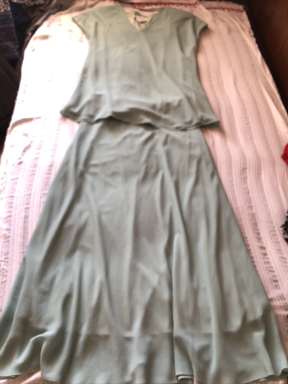JEFFREY DARA Tom Barry Sz 16 Vintage Skirt 2 Piece Lined Chiffon Shoulder Pads