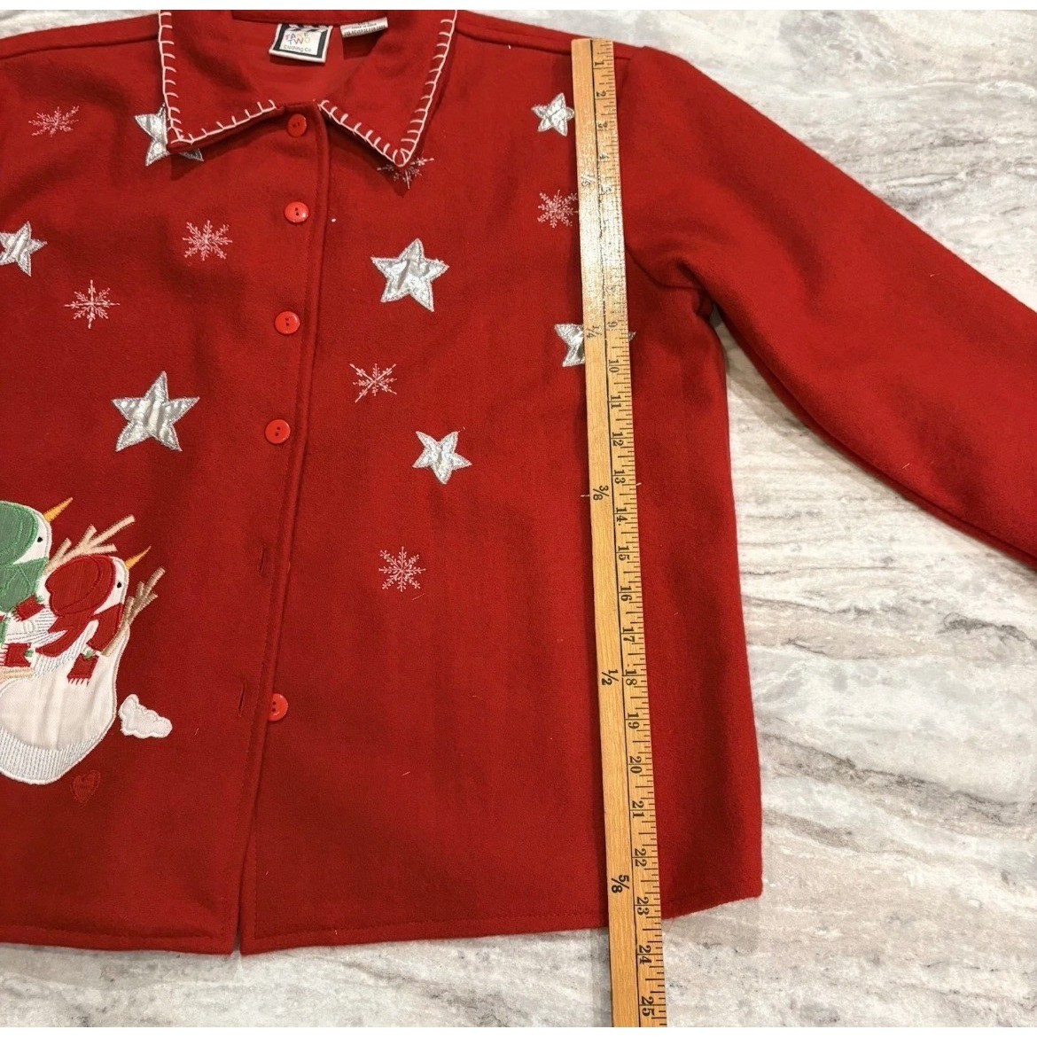 Vintage Red Wool Blend Snowman Christmas Jacket Granniecore Take Two Womens LG