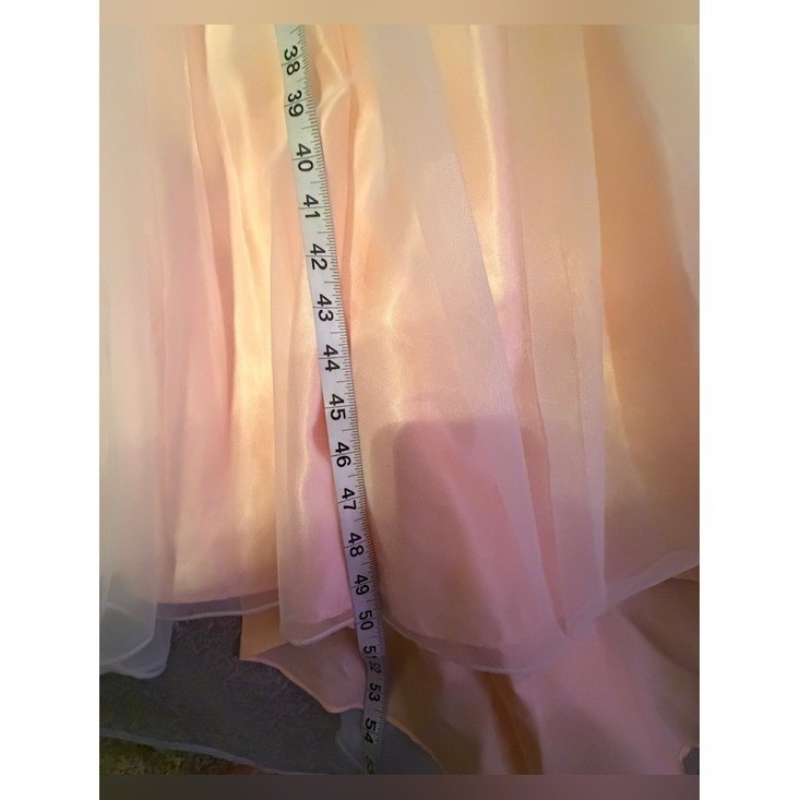Vintage Alfred Angelo Blush Pink Lace Tulle Puff Sleeve Formal Dress USA ILGWU