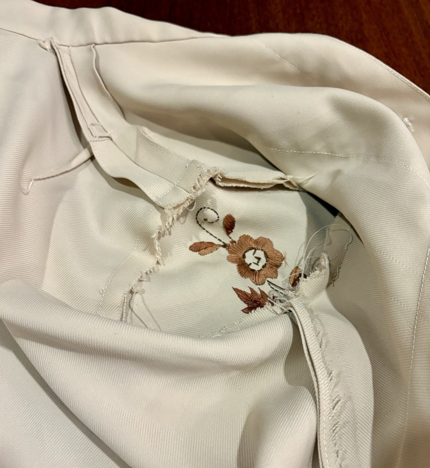 Vintage 60s 70s Embroidered Peasant Folk Shirt Top Bohemian Handmade Tan Button