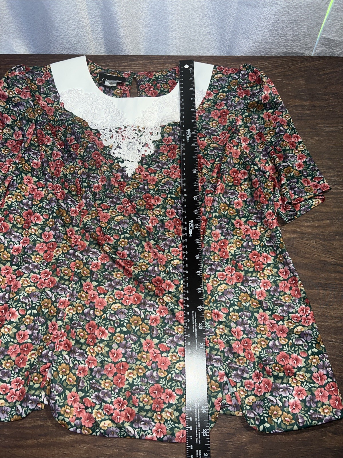 Vintage Whirlaway Frocks Women’s Lace Trim Collar Size 16 WP Floral Scallop Hem
