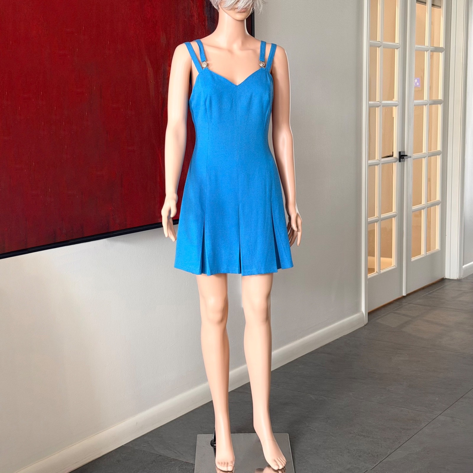 VERSACE JEANS COUTURE 1990s double-strap mini dress in blue size 42