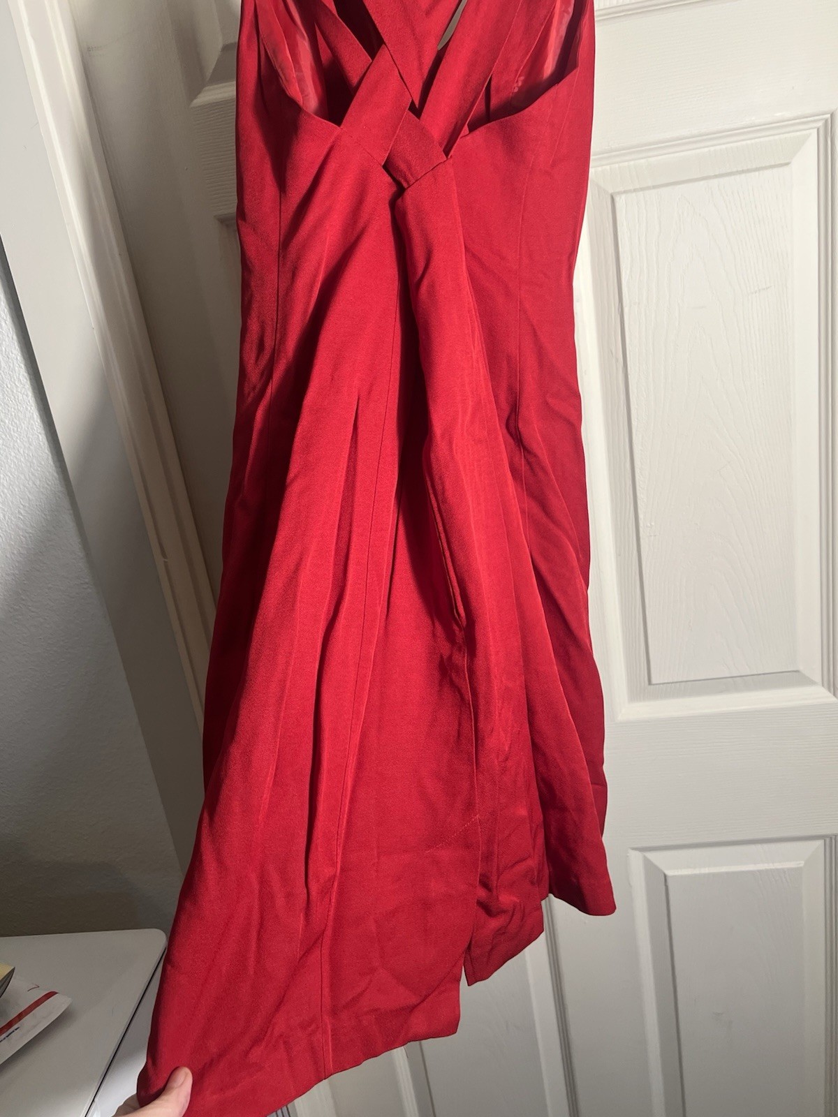 Vintage 90s Y2K Red Strapless Criss Cross Dress Size 14 Valentine’s Cocktail