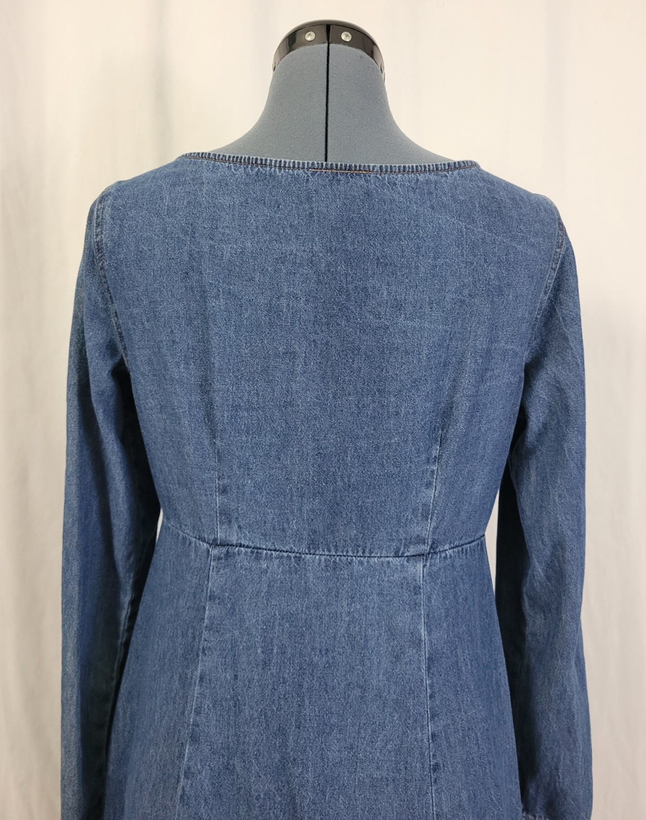 Vintage Moda Int’l Raised Waistline Button Down Flared Denim Dress Size 8